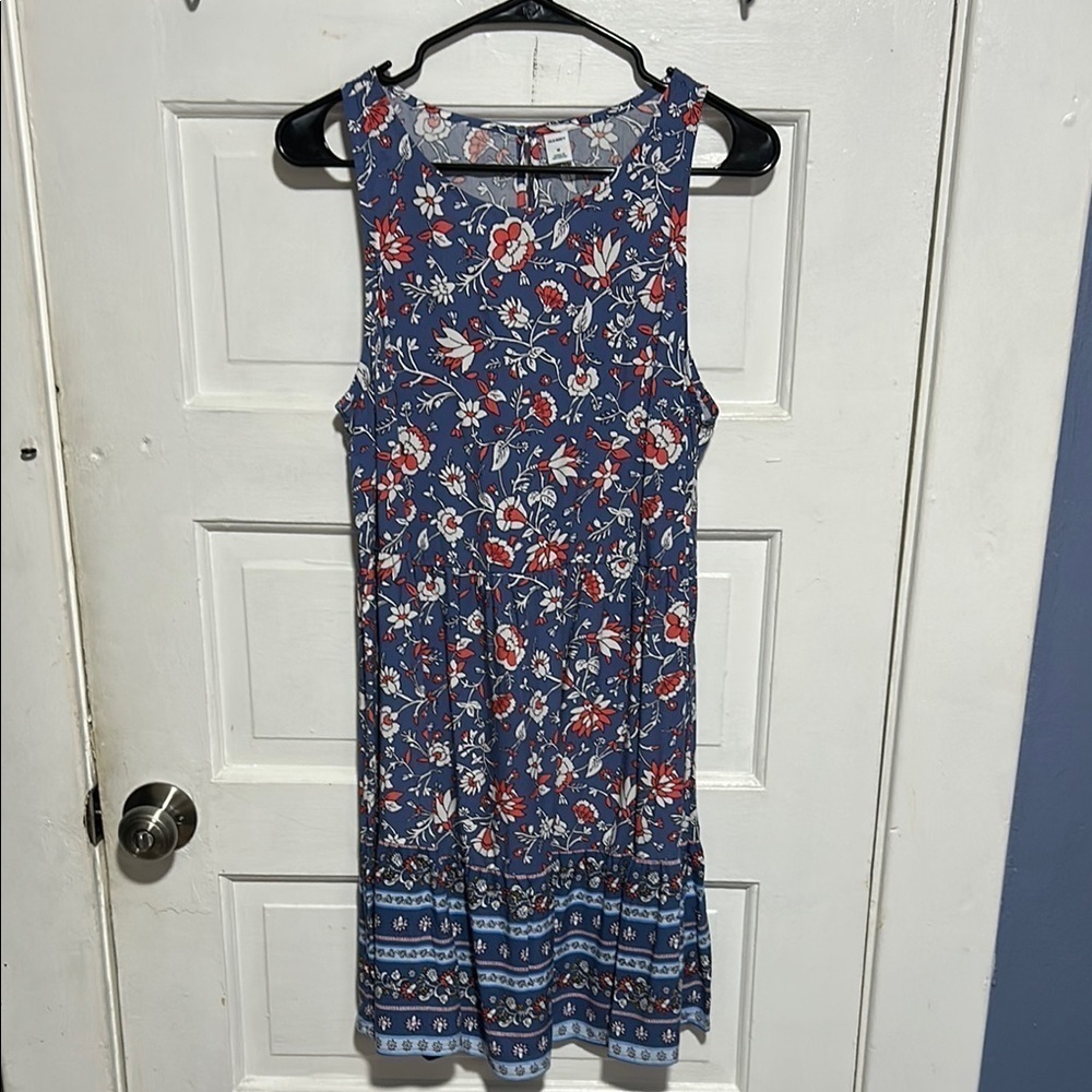 Old Navy Floral Sleeveless Blue Dress